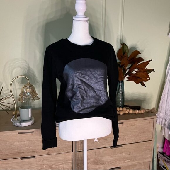 Vintage FOREVER21 Black & Metallic Silver Graphic Crewneck Sweater 100% Cotton S - Picture 9 of 16